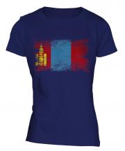 Mongolia Distressed Flag Ladies T-Shirt