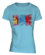 Mongolia Distressed Flag Ladies T-Shirt