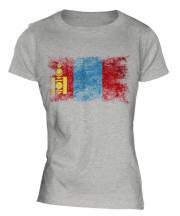 Mongolia Distressed Flag Ladies T-Shirt