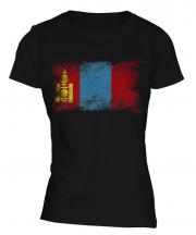 Mongolia Distressed Flag Ladies T-Shirt
