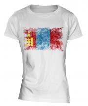 Mongolia Distressed Flag Ladies T-Shirt