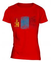 Mongolia Distressed Flag Ladies T-Shirt