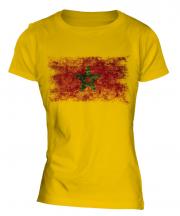 Morocco Distressed Flag Ladies T-Shirt