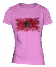 Morocco Distressed Flag Ladies T-Shirt