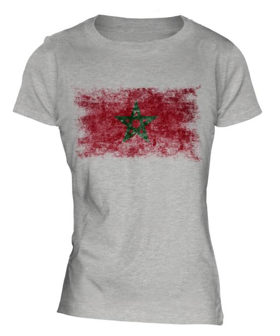 Morocco Distressed Flag Ladies T-Shirt
