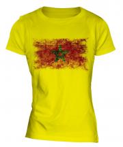 Morocco Distressed Flag Ladies T-Shirt