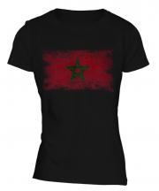 Morocco Distressed Flag Ladies T-Shirt