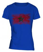 Morocco Distressed Flag Ladies T-Shirt