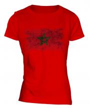 Morocco Distressed Flag Ladies T-Shirt