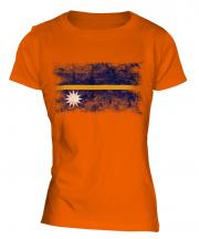 Nauru Distressed Flag Ladies T-Shirt