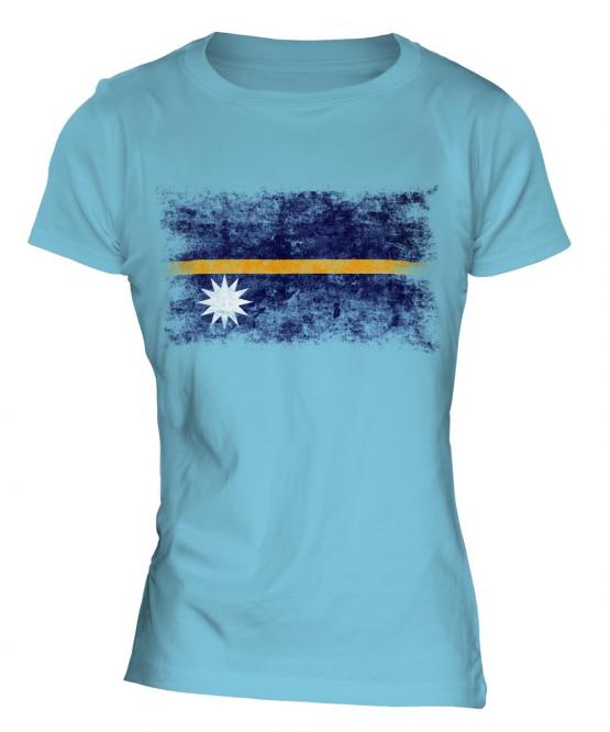 Nauru Distressed Flag Ladies T-Shirt