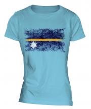 Nauru Distressed Flag Ladies T-Shirt