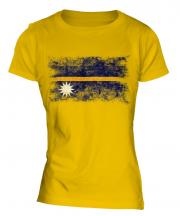 Nauru Distressed Flag Ladies T-Shirt