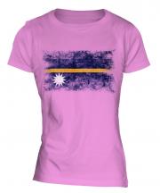 Nauru Distressed Flag Ladies T-Shirt