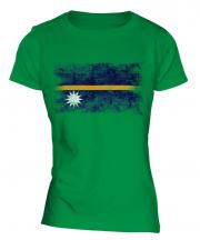 Nauru Distressed Flag Ladies T-Shirt