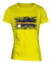 Nauru Distressed Flag Ladies T-Shirt