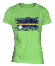 Nauru Distressed Flag Ladies T-Shirt