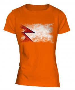 Nepal Distressed Flag Ladies T-Shirt