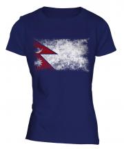Nepal Distressed Flag Ladies T-Shirt