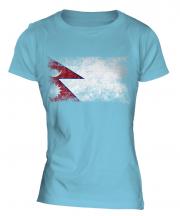 Nepal Distressed Flag Ladies T-Shirt