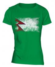Nepal Distressed Flag Ladies T-Shirt
