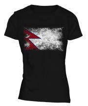 Nepal Distressed Flag Ladies T-Shirt