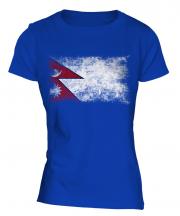 Nepal Distressed Flag Ladies T-Shirt