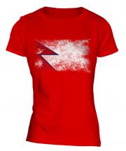 Nepal Distressed Flag Ladies T-Shirt