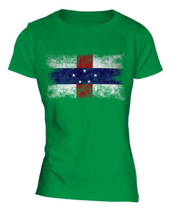 Netherlands Antilles Distressed Flag Ladies T-Shirt