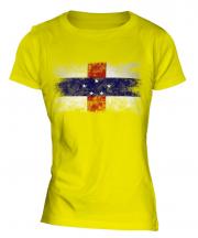 Netherlands Antilles Distressed Flag Ladies T-Shirt