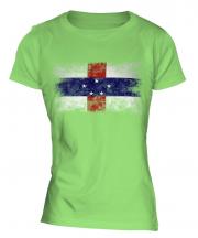 Netherlands Antilles Distressed Flag Ladies T-Shirt