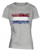 Netherlands Distressed Flag Ladies T-Shirt