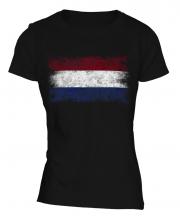Netherlands Distressed Flag Ladies T-Shirt