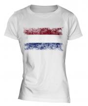 Netherlands Distressed Flag Ladies T-Shirt