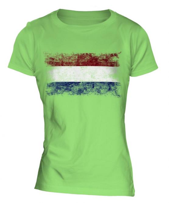 Netherlands Distressed Flag Ladies T-Shirt