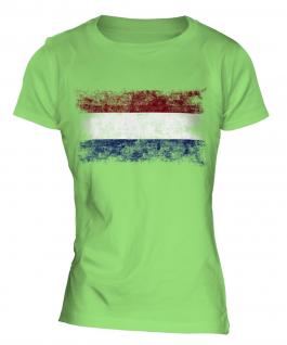 Netherlands Distressed Flag Ladies T-Shirt