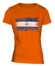 Nicaragua Distressed Flag Ladies T-Shirt