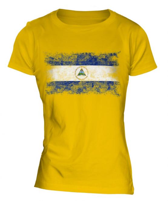 Nicaragua Distressed Flag Ladies T-Shirt
