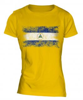 Nicaragua Distressed Flag Ladies T-Shirt