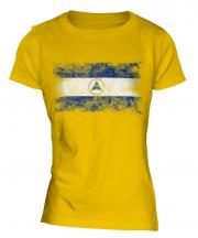 Nicaragua Distressed Flag Ladies T-Shirt