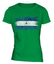 Nicaragua Distressed Flag Ladies T-Shirt