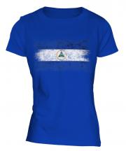 Nicaragua Distressed Flag Ladies T-Shirt