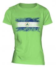 Nicaragua Distressed Flag Ladies T-Shirt