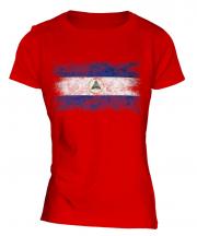 Nicaragua Distressed Flag Ladies T-Shirt