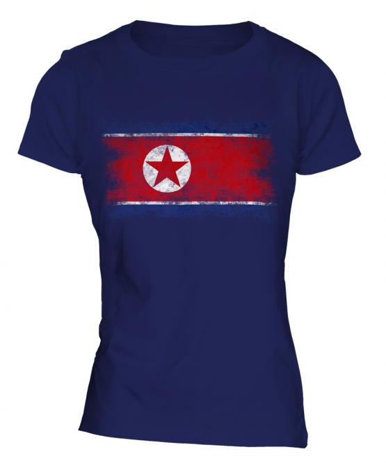 North Korea Distressed Flag Ladies T-Shirt