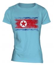 North Korea Distressed Flag Ladies T-Shirt