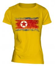 North Korea Distressed Flag Ladies T-Shirt