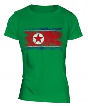 North Korea Distressed Flag Ladies T-Shirt