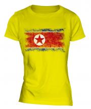 North Korea Distressed Flag Ladies T-Shirt