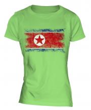 North Korea Distressed Flag Ladies T-Shirt